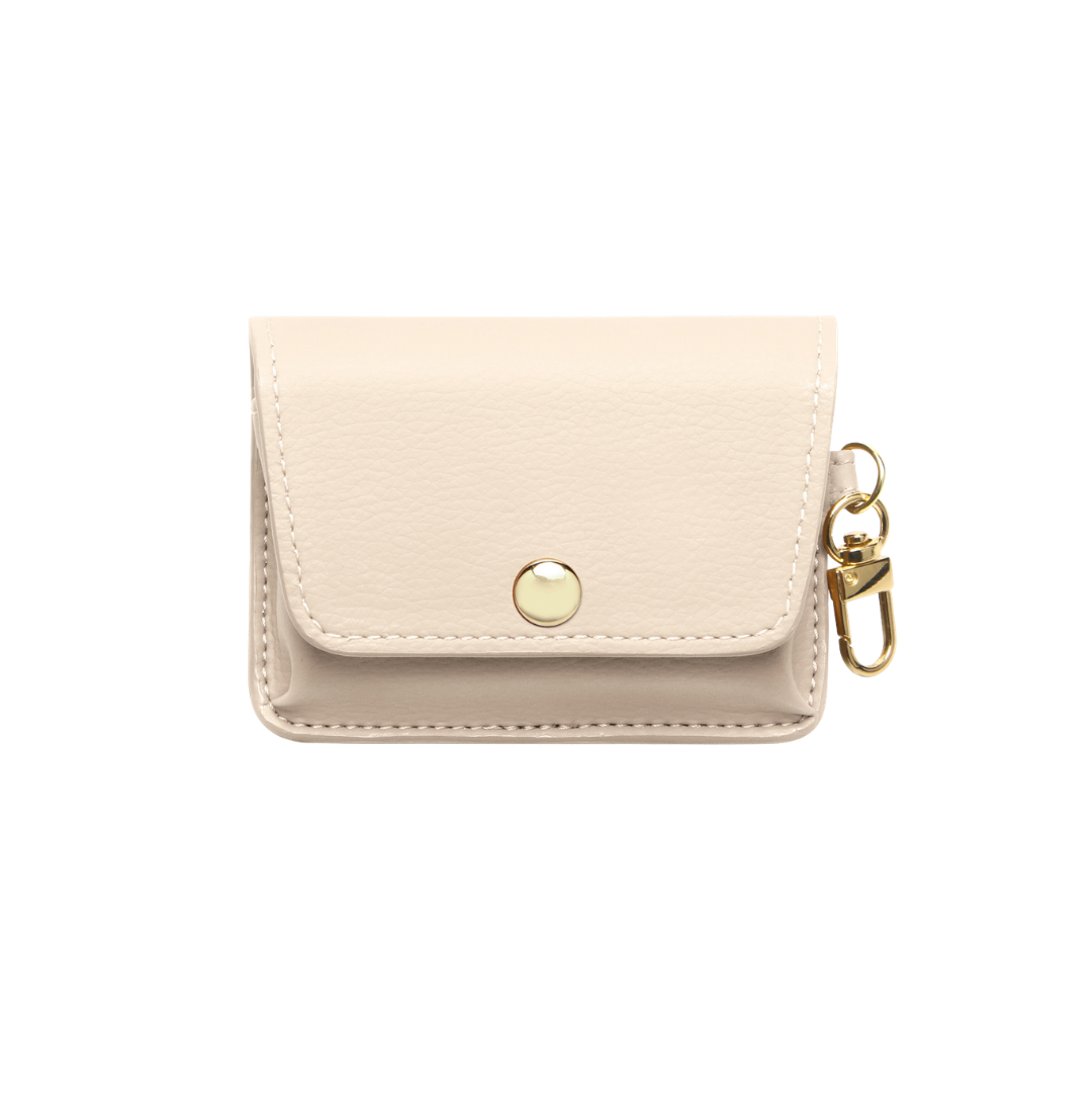 Cr&egrave;me Beige PU Leather Travel Pouch